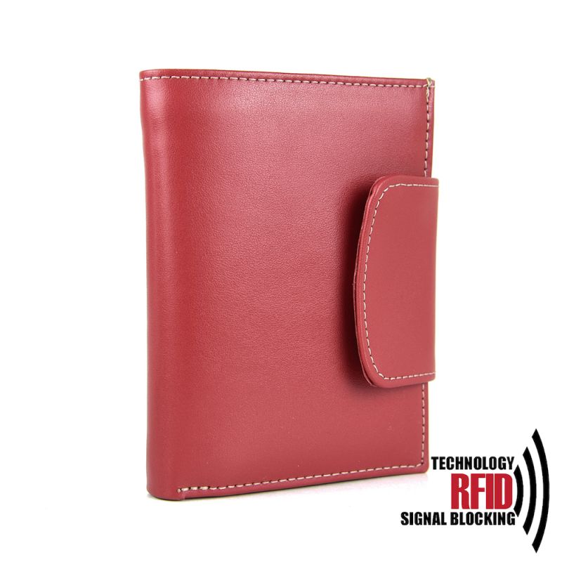Kožená RFID peňaženka vybavená blokáciou RFID-NFC, červená farba 8211