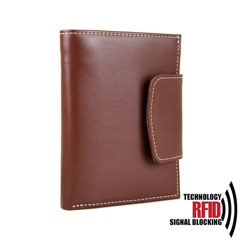 Kožená RFID peňaženka vybavená blokáciou RFID-NFC, hnedá farba 8211