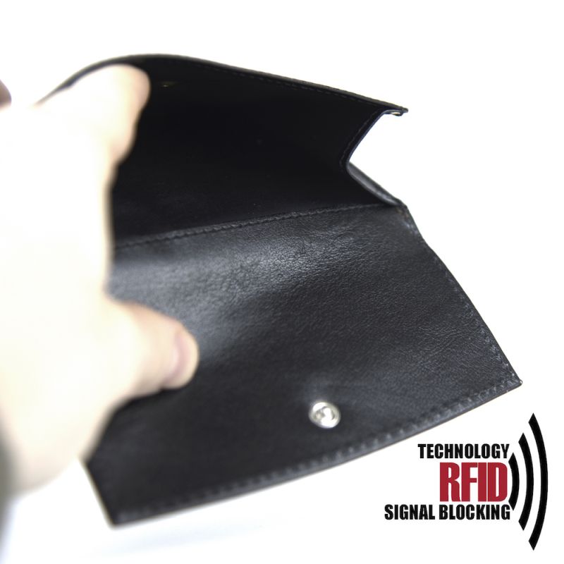 Kožená RFID peňaženka vybavená blokáciou RFID-NFC, čierna farba 8287