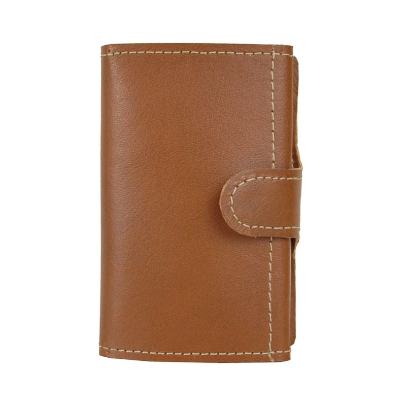 Kožená peňaženka SIMPLE s RFID patentovaným mechanizmom na karty vo svetlo hnedej farbe