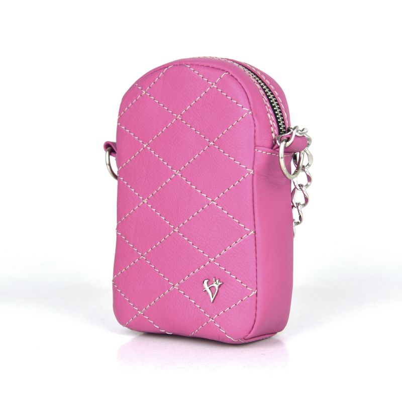 Malá kožená kabelka na mobil v ružovej farbe