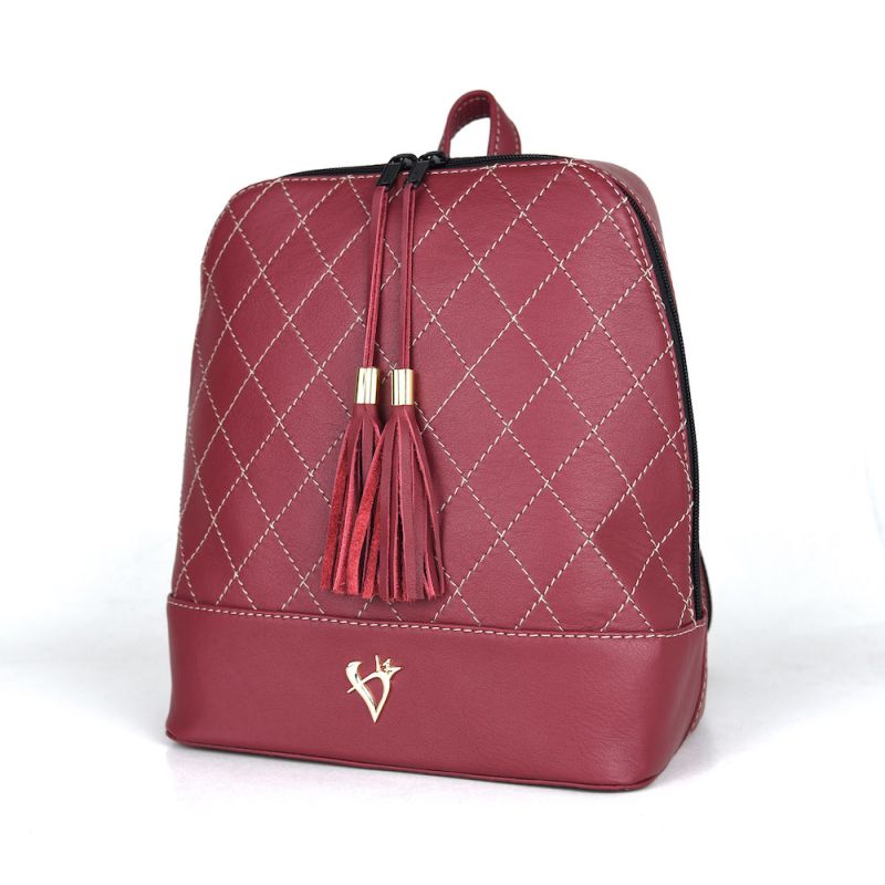 Luxusný dámsky kožený ruksak z prírodnej kože v bordovej farbe