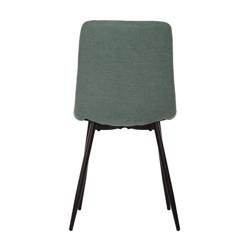 Jedálenská minimalistická stolička v industriálnom štýle, zelená látka