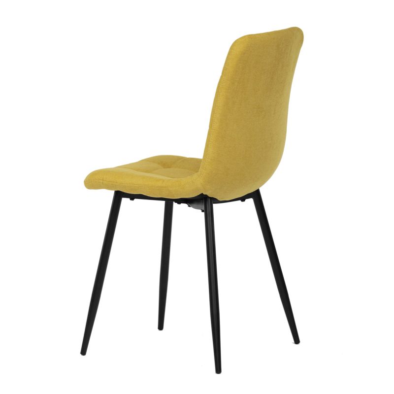 Jedálenská minimalistická stolička v industriálnom štýle, žltá látka