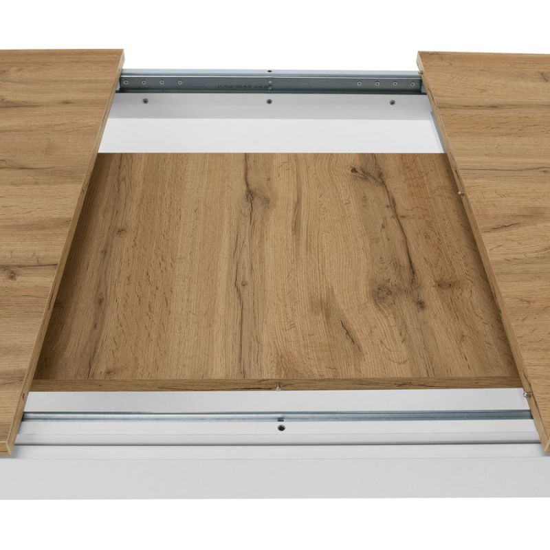 Rozkladací stôl, biela-dub wotan 135-184