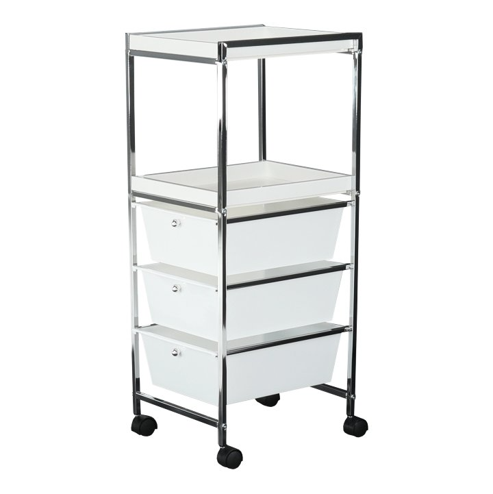 Pojazdný regál, biela-chróm