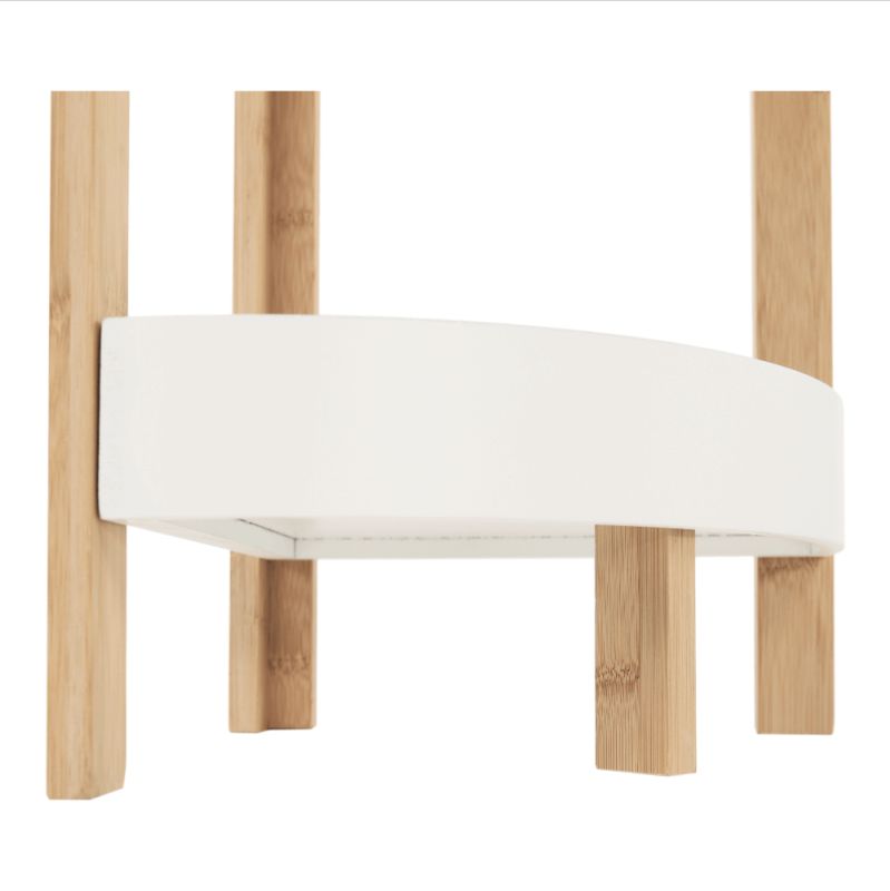 Rohový regál, biela-prírodný bambus