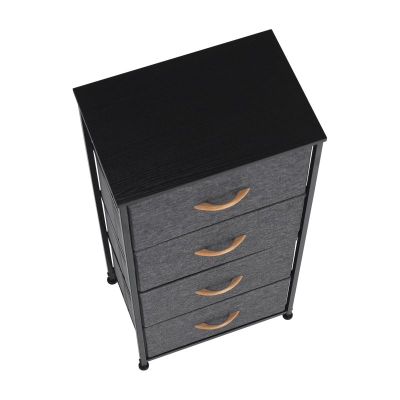 Komoda s látkovými šuplíkmi, čierna-tmavosivá, TYP 2