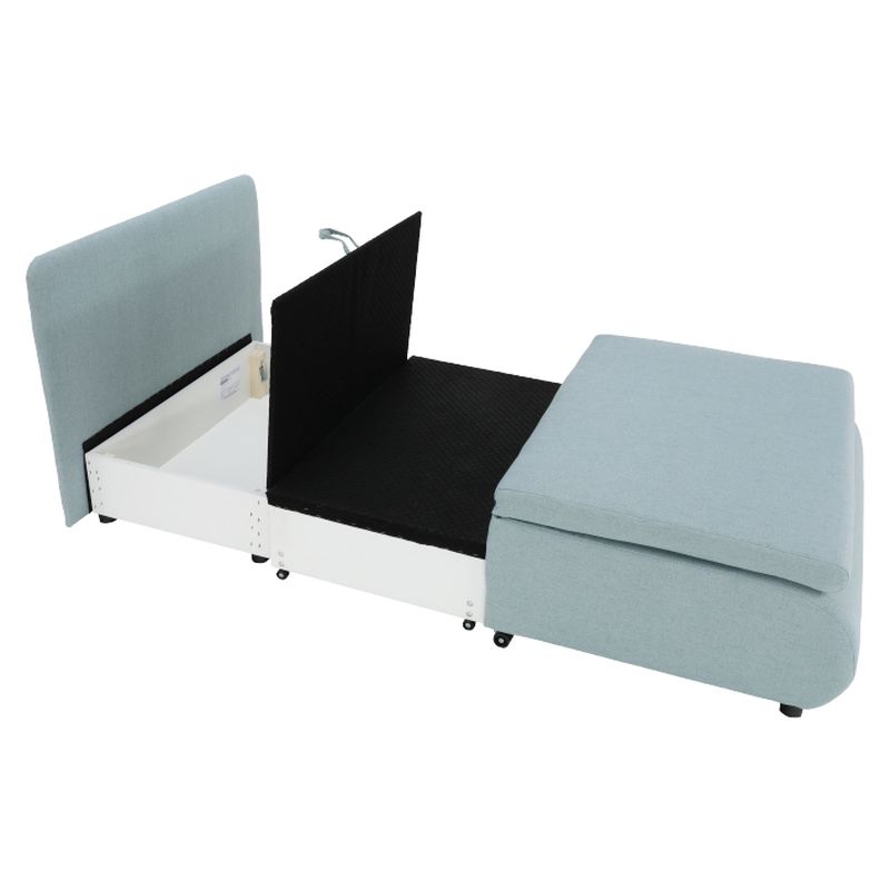 Moderné rozkladacie kreslo s úložným priestorom, mentolová-krémová