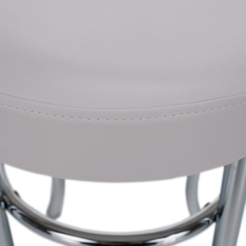 Taburetka, ekokoža biela-kov chróm