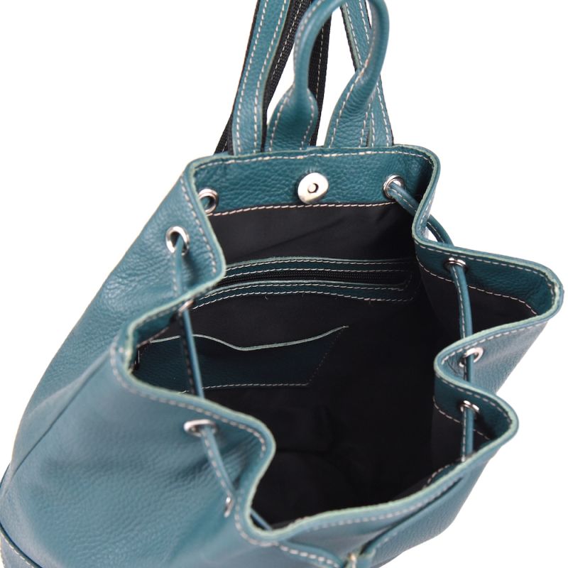 Kožený batoh z pravej kože v petrolovej farbe