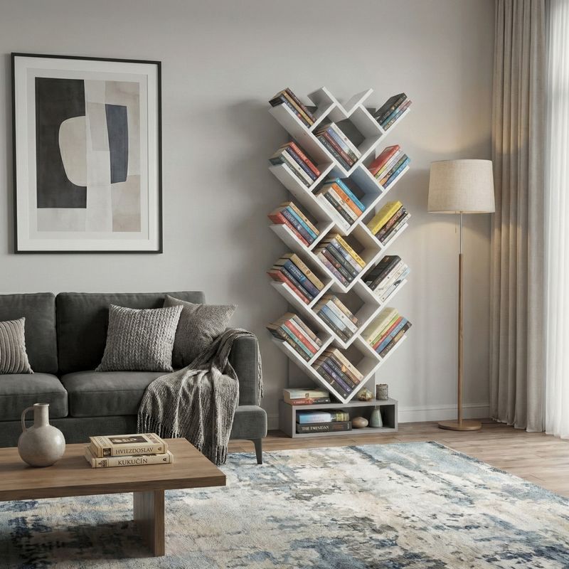 Štýlový regál, sivá-biela