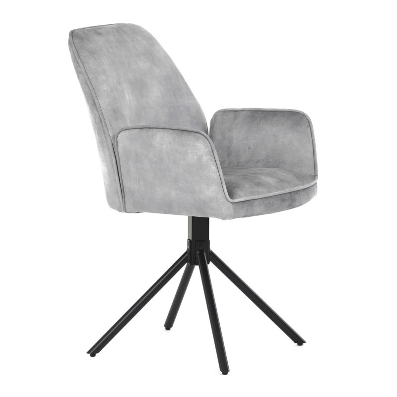 Stolička jedálenská a konferenčná, strieborná látka v dekore žíhaného zamatu