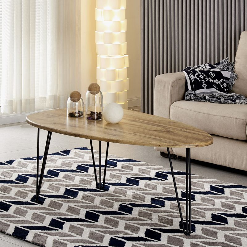 Konferenčný stôl 120x67, MDF doska, dekor divoký dub, čierny kov