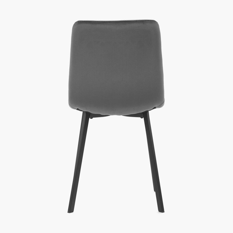 Stolička jedálenská, látka šedý zamat, kov čierny mat