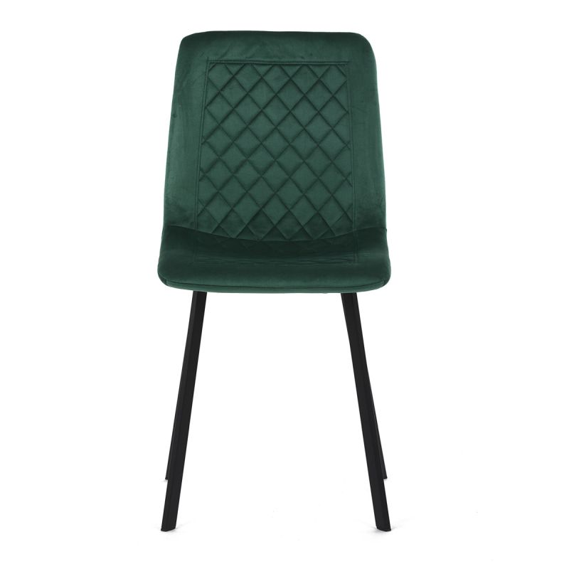 Stolička jedálenská, látka zelený zamat, kov čierny mat