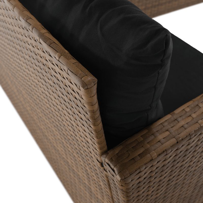 Záhradný 3-dielny ratanový set, svetlohnedá-čierna