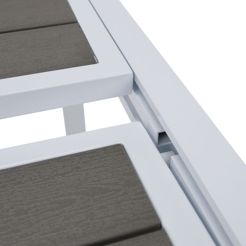 Záhradný rozkladací stôl, biela oceľ-sivý