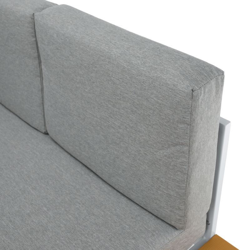 Záhradný set 2-dielny, biela oceľ-dub-svetlosivá