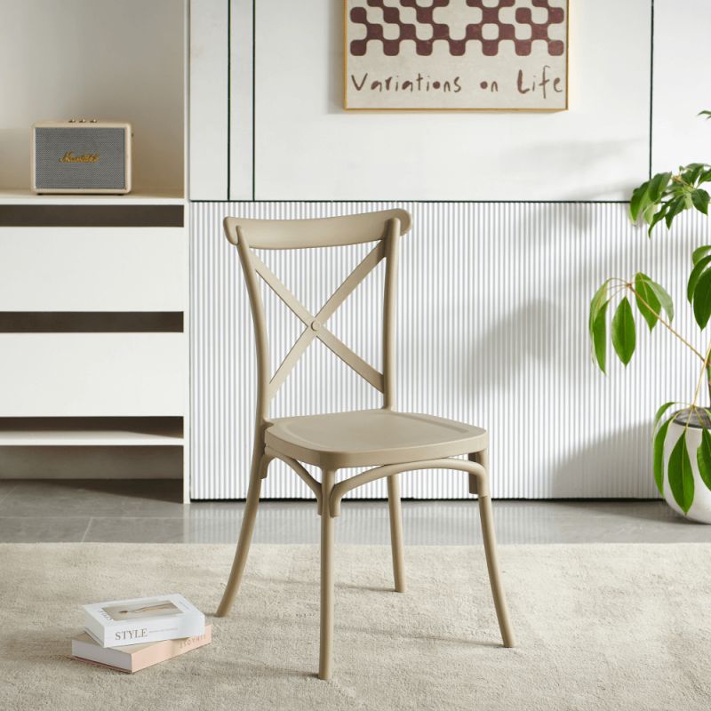 Plastová stohovateľná stolička, sivohnedá