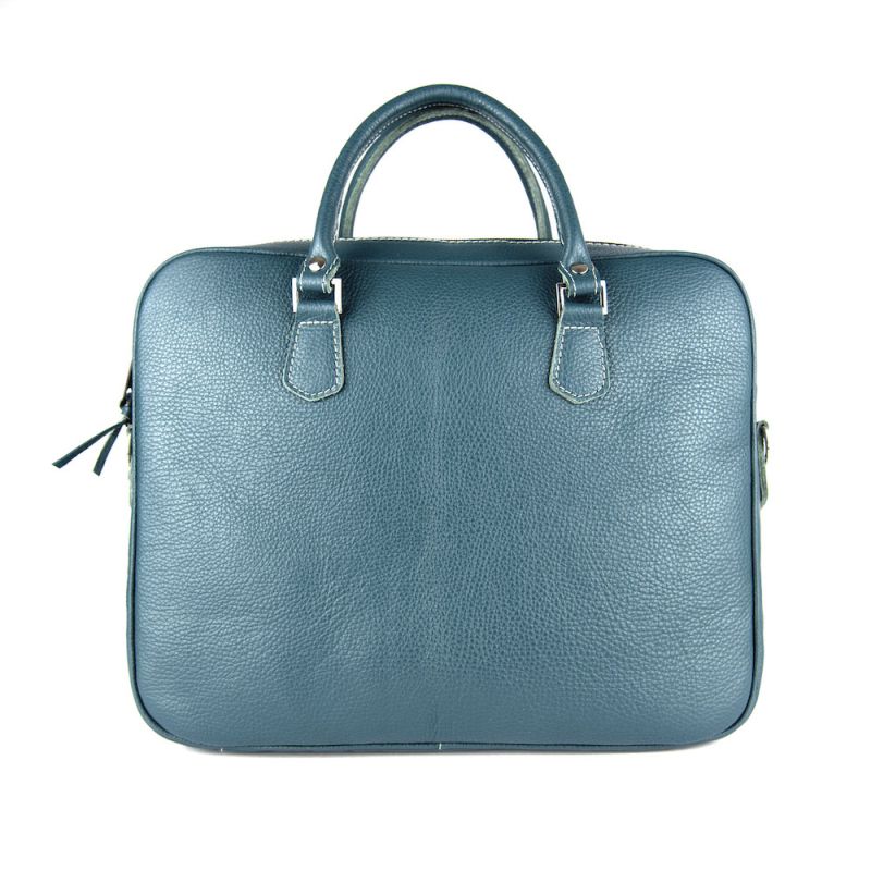 Kožená pracovná cestovná taška v petrolejovej farbe