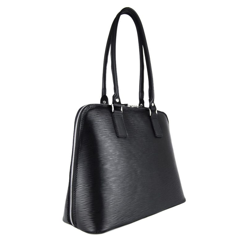 Luxusná kožená kabelka 8573 s reliéfnym dezénom kože v čiernej farbe