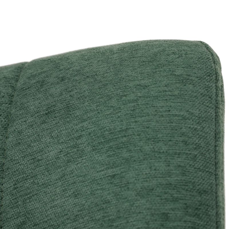 Stolička jedálenská, čalúnená zelenou látkou, čierne kovové nohy