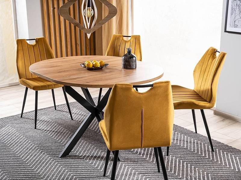 Jedálenský rozkladací stôl, dub artisan-čierny mat