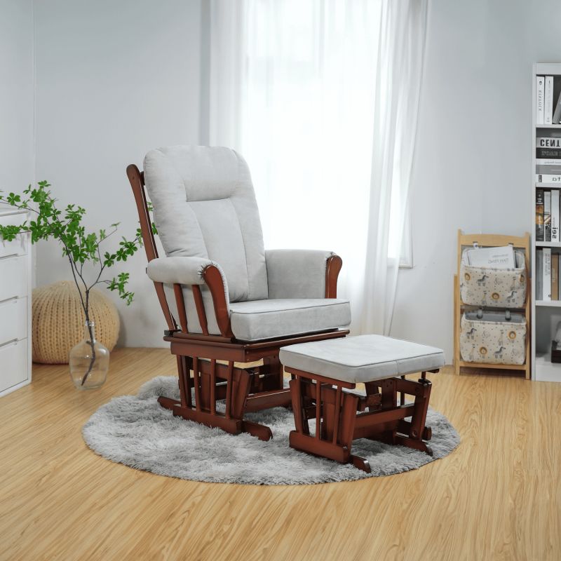 Hojdacie kreslo s podnožou, orech-sivá