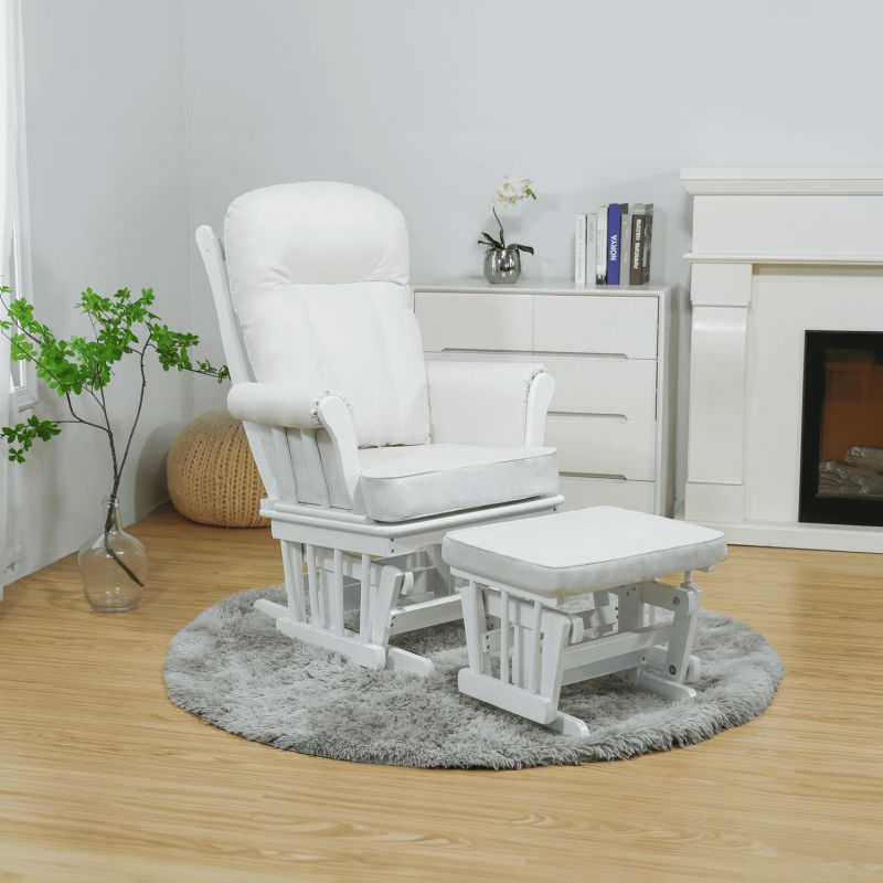 Hojdacie kreslo s podnožou, biela-krémová