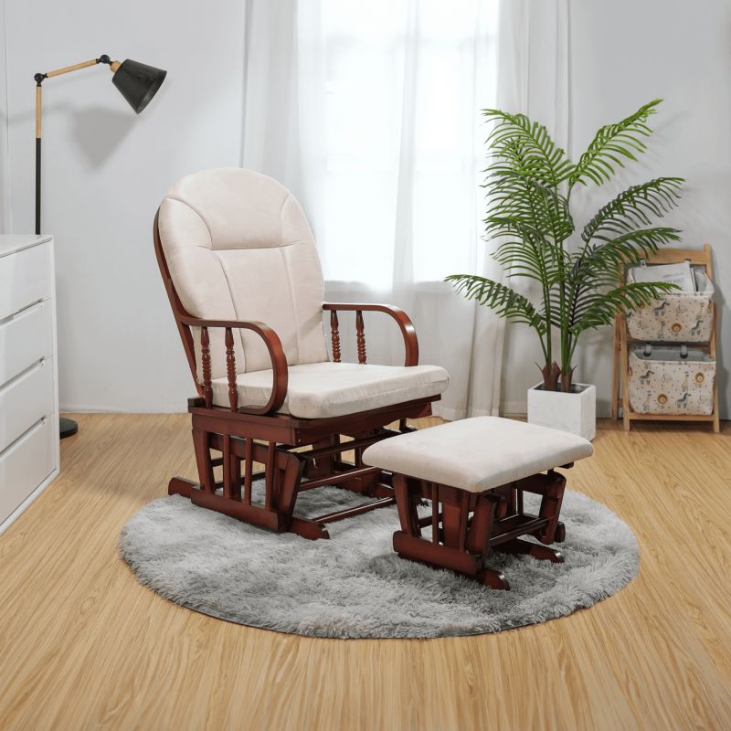 Hojdacie kreslo s podnožou, orech-béžová