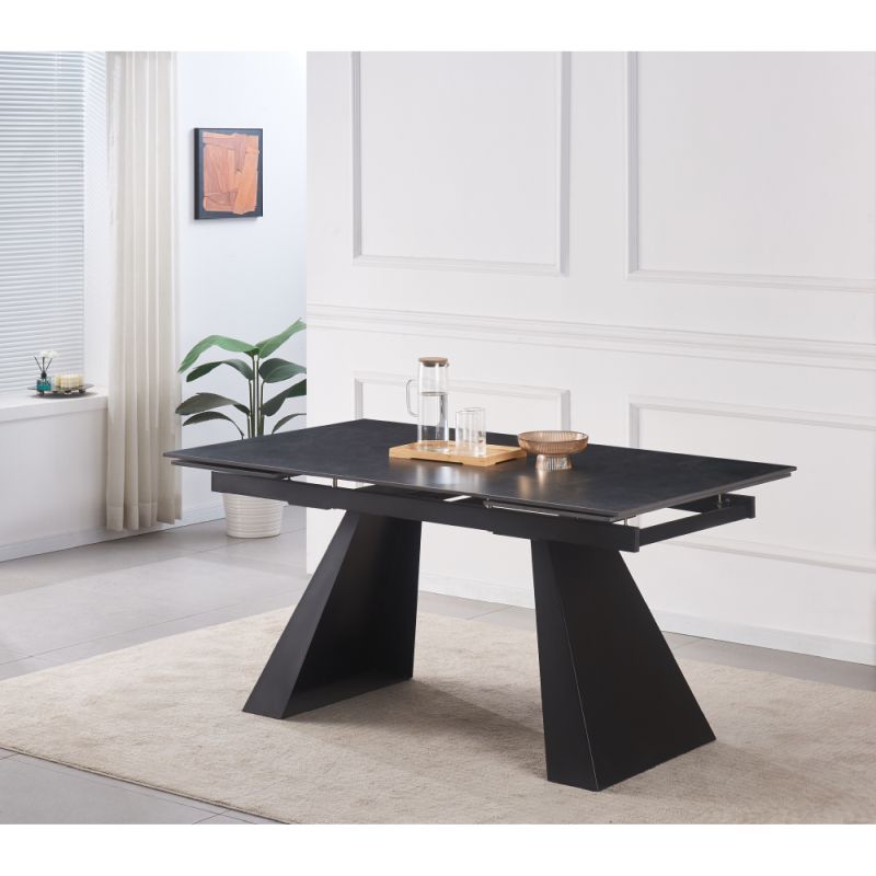 Jedálenský rozkladací stôl, grafit-čierna, 160-240 cm