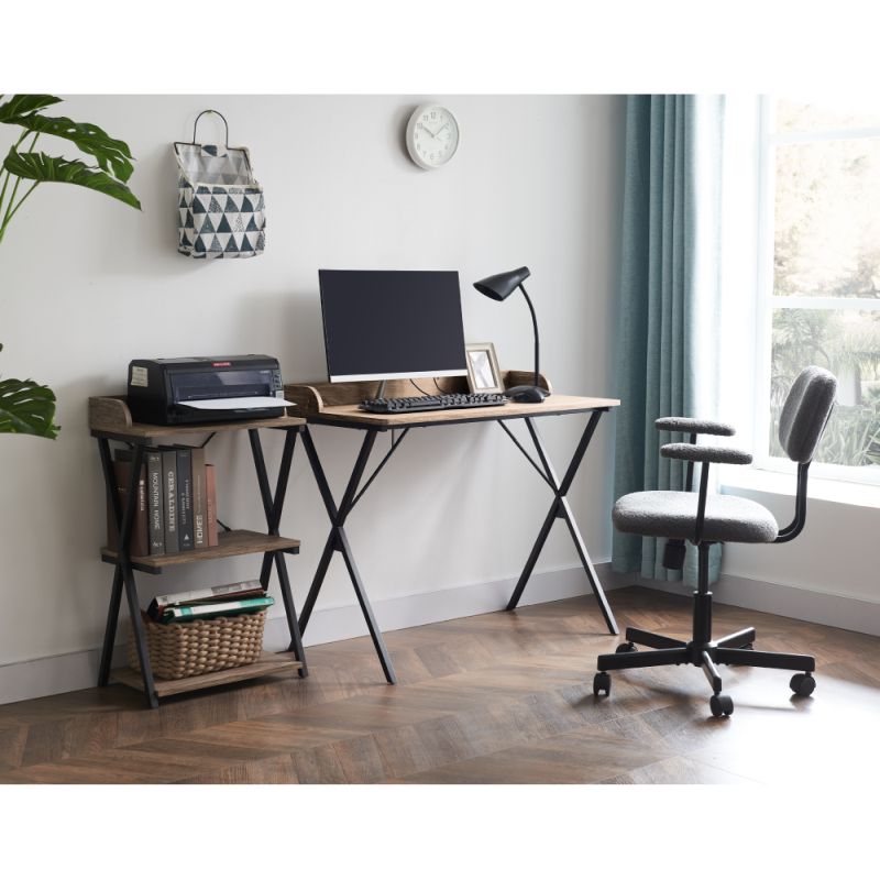 Jednoduchý praktický PC stôl, dub-čierna