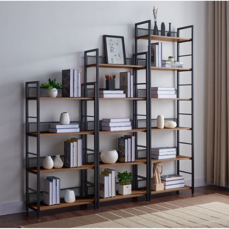 Regál, čierna-dub, 60x121 cm