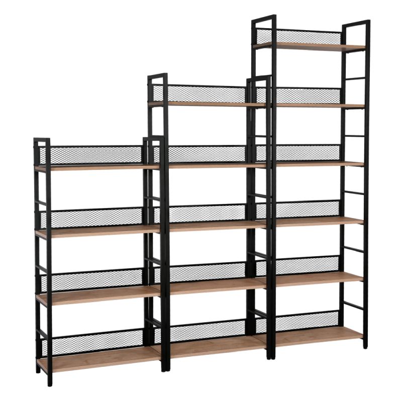 Regál, čierna-dub, 60x187 cm