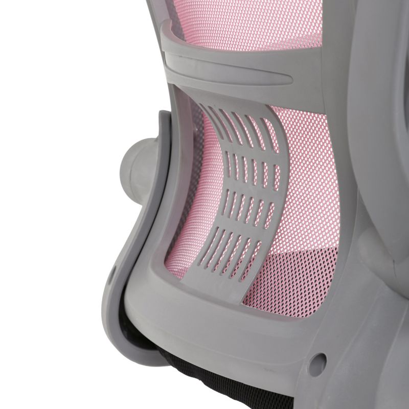 Kancelárska stolička, ružová sieťovina, šedý plast