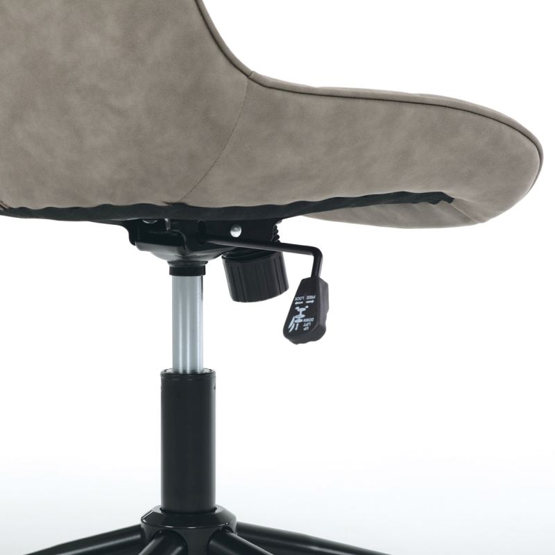 Stolička kancelárska, béžová látka v dekore brúsenej kože, čierny kovový kríž