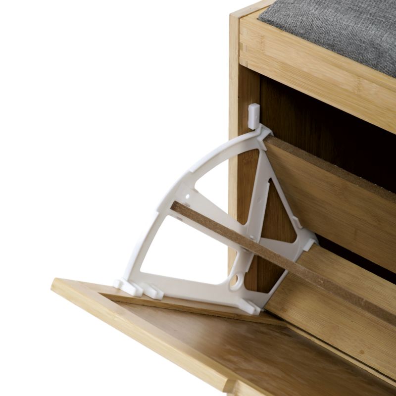 Botník, masív bambus, prírodný odtieň, šedá látka