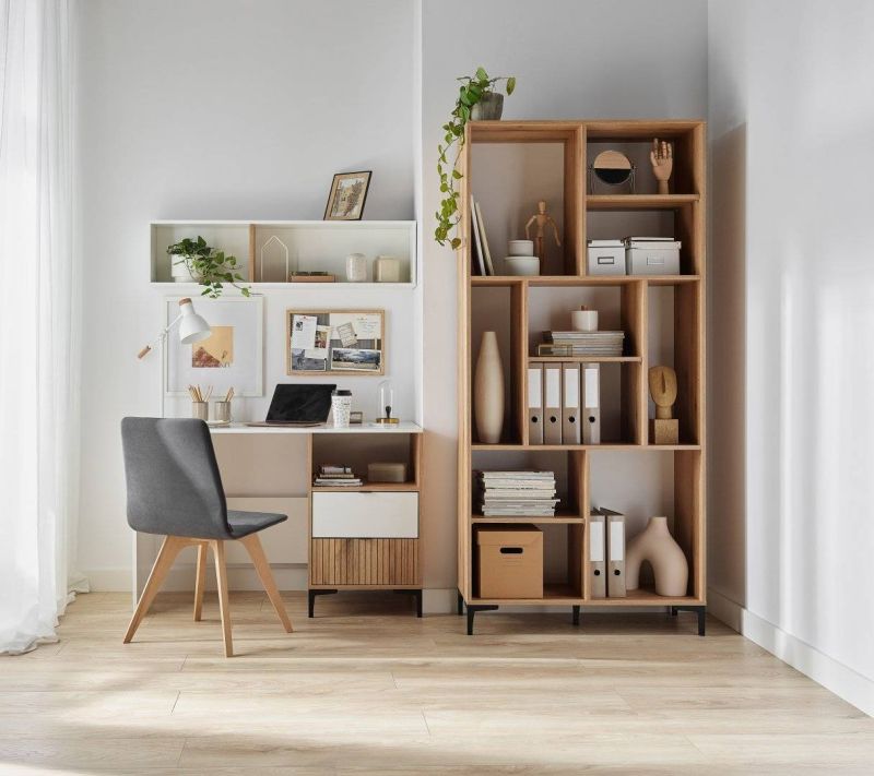 Moderný nočný stolík, 2 zásuvky, dub coast evoke/biely alpská