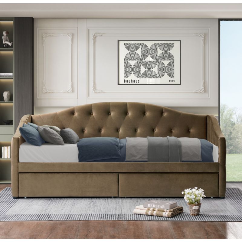 Čalúnená posteľ s úložným priestorom 90x200, hnedá Velvet látka