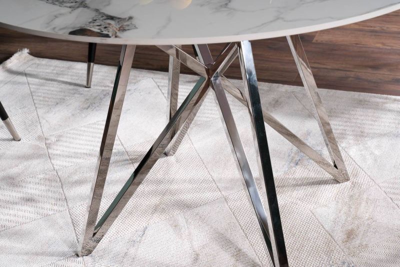 Okrúhly jedálenský stôl 120, chróm-biela