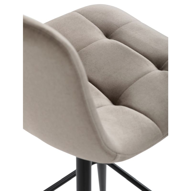 Barová stolička cappuccino látka, štvornohá kovová podnož