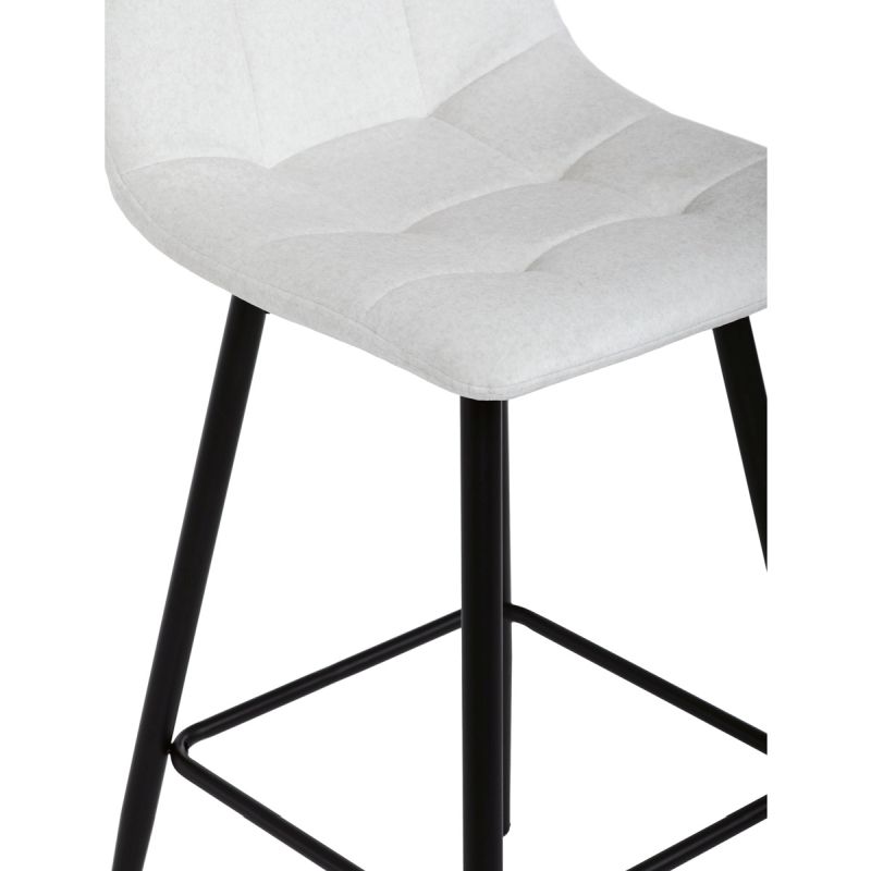 Barová stolička biela látka, štvornohá kovová podnož