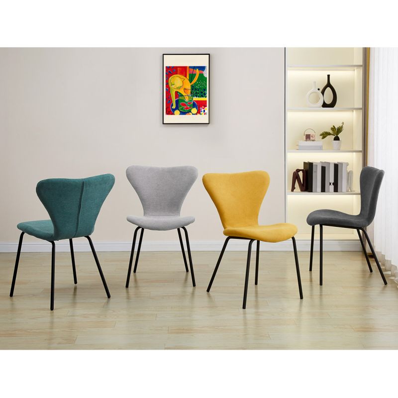 Moderná stolička do jedálne, sivá látka, nohy čierne