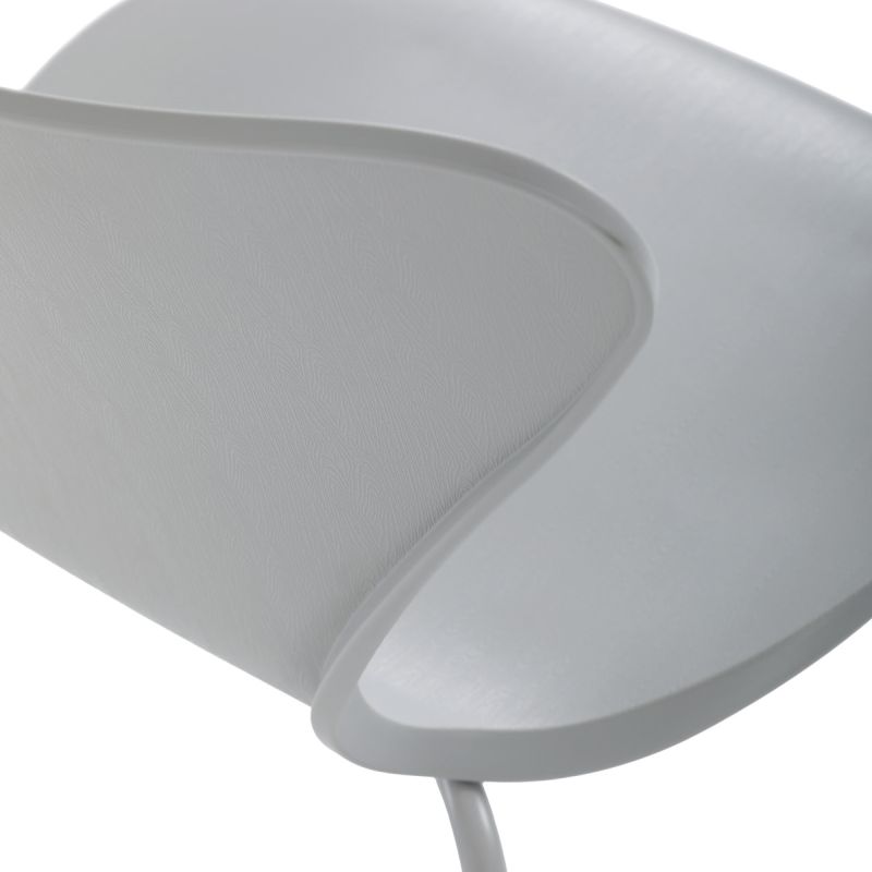 Stolička jedálenská, sivý plast, kovová podnož