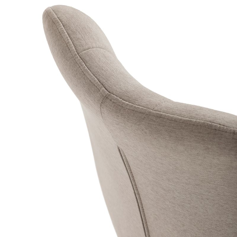 Stolička jedálenská, čalúnená cappucino látkou, čierne kovové nohy