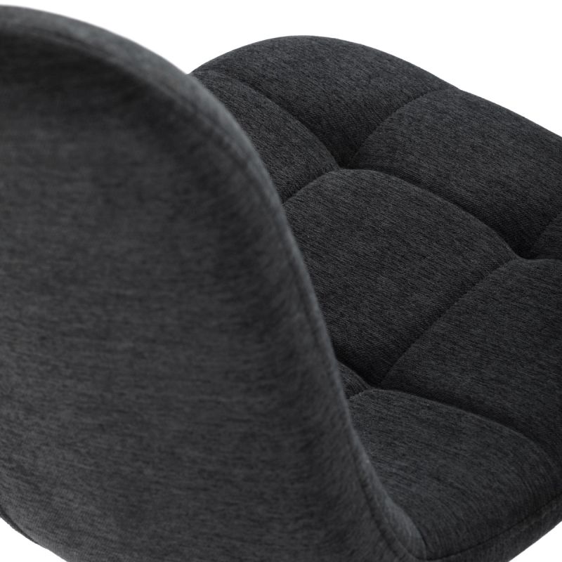 Stolička jedálenská, čalúnená sivou látkou, čierne kovové nohy