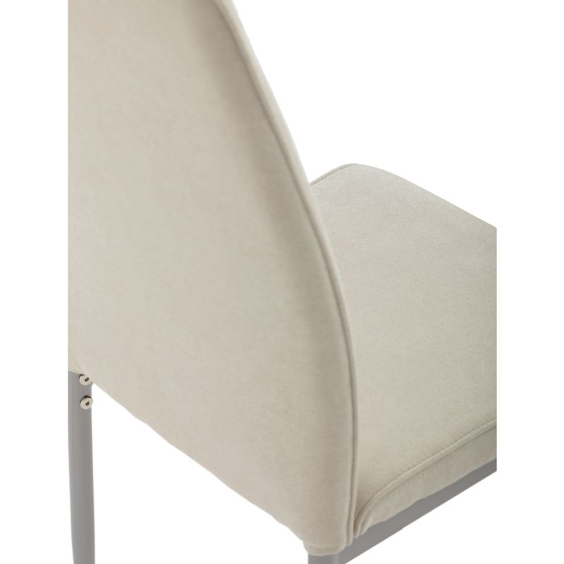 Stolička jedálenská, krémová látka, sivé kovové nohy