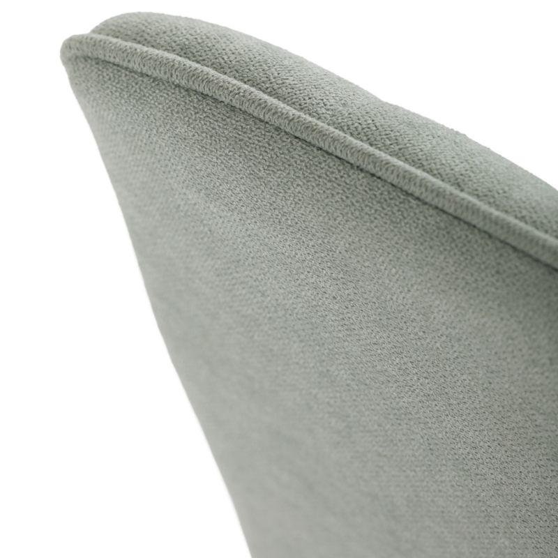 Stolička jedálenská, zelená látka, sivé kovové nohy