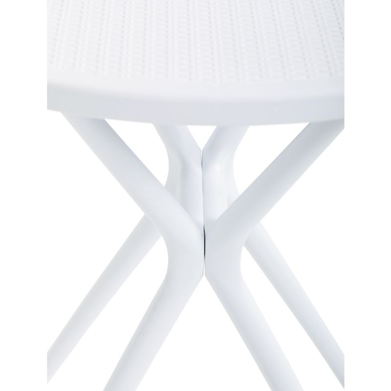 Okrúhly plastový jedálenský stôl biely